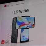 Điện thoại LG Wing với logo LG, biểu tượng cho sự ngừng hỗ trợ phần mềm.