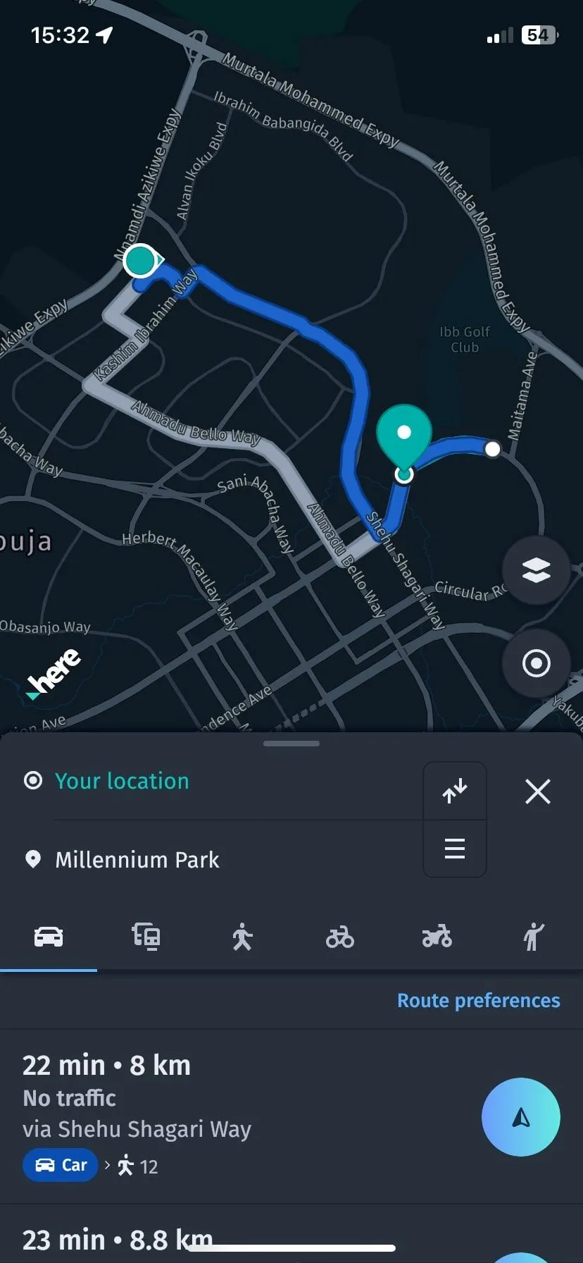 Điều hướng ô tô trên HERE WeGo
