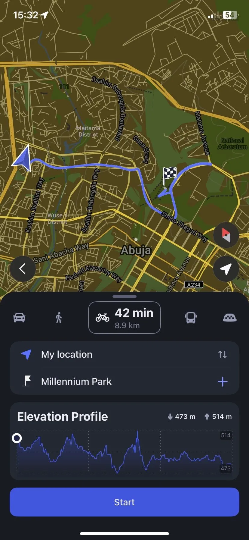 Điều hướng xe đạp trên MAPS.ME