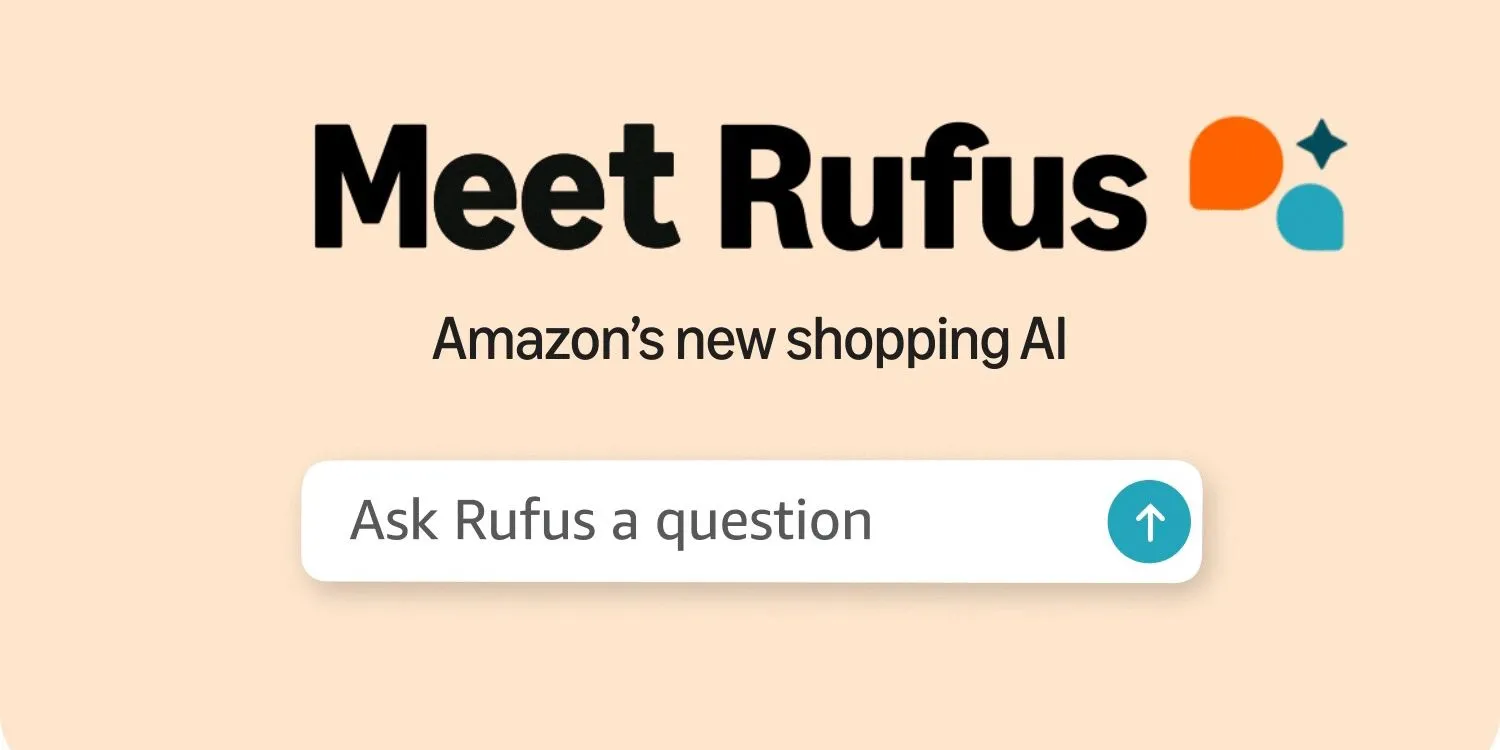 Đồ họa quảng cáo về Rufus, trợ lý mua sắm AI mới được Amazon giới thiệu thay thế cho Inspire.