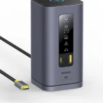 Docking station Baseus Spacemate Series 11-in-1 màu xám trên bàn làm việc