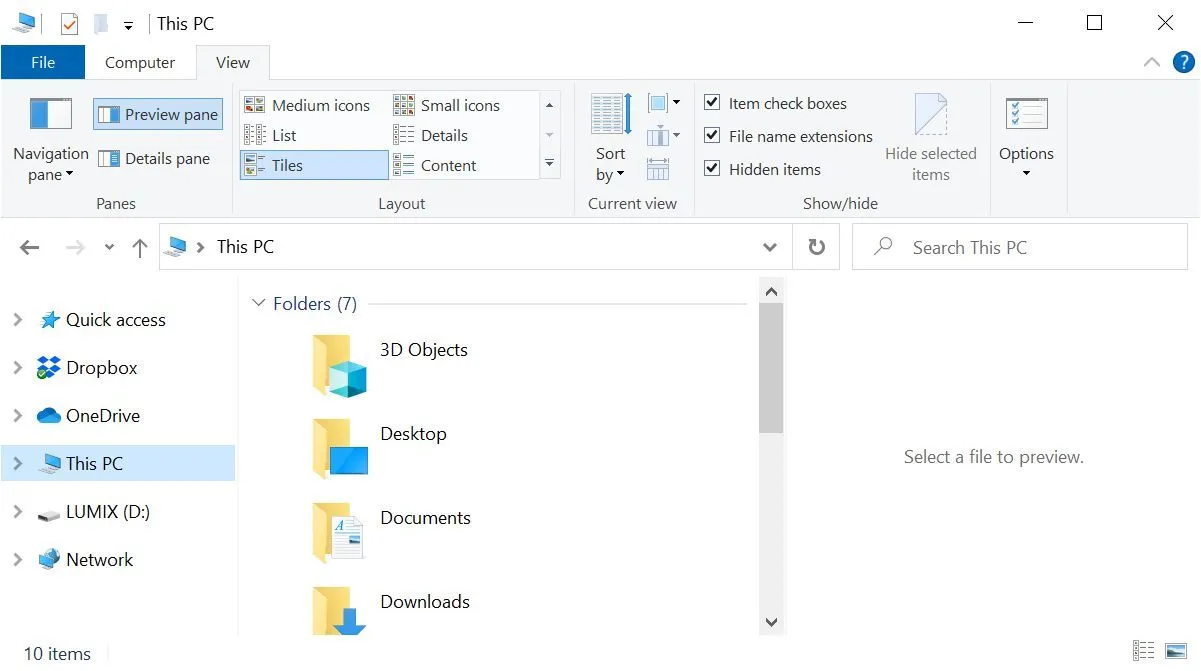 Đóng ngăn xem trước File Explorer trên Windows 10