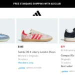 Dòng sản phẩm giày thể thao Adidas nữ với logo Buy with Prime