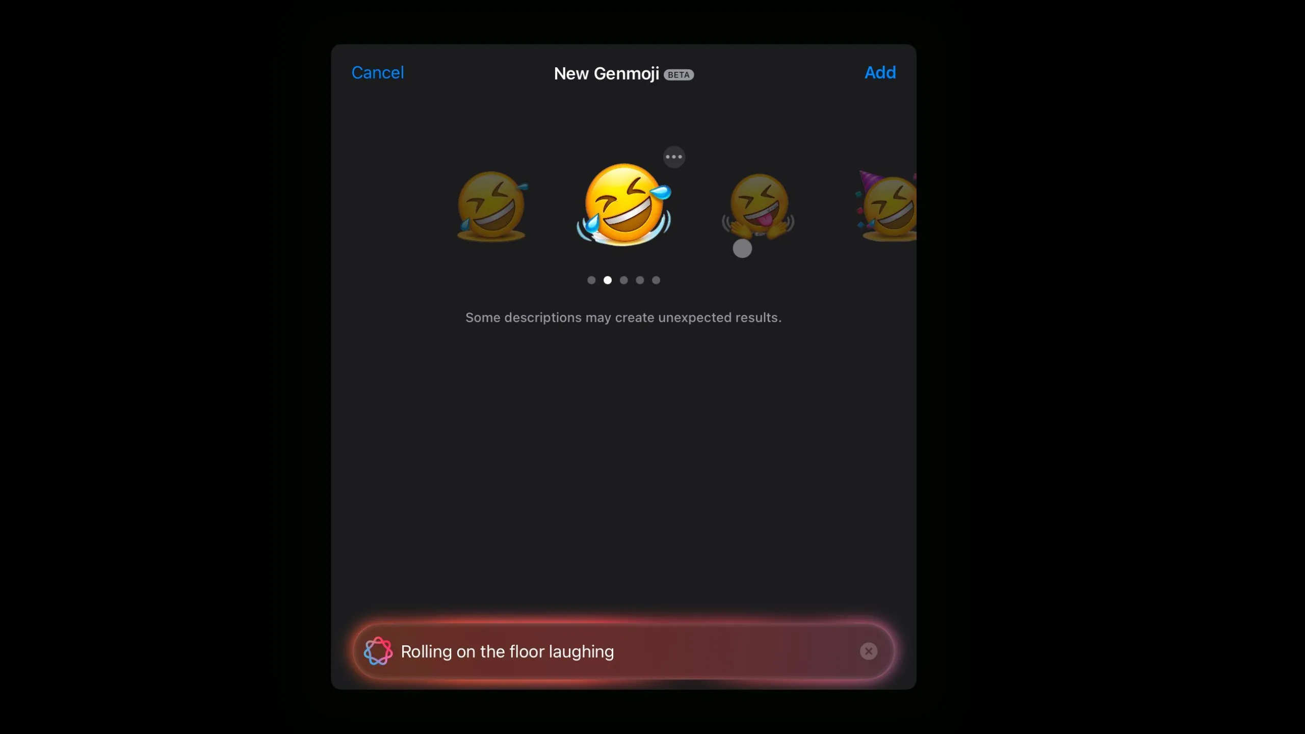 Emoji &quot;cười lăn lộn trên sàn nhà&quot; được tạo bằng Genmoji