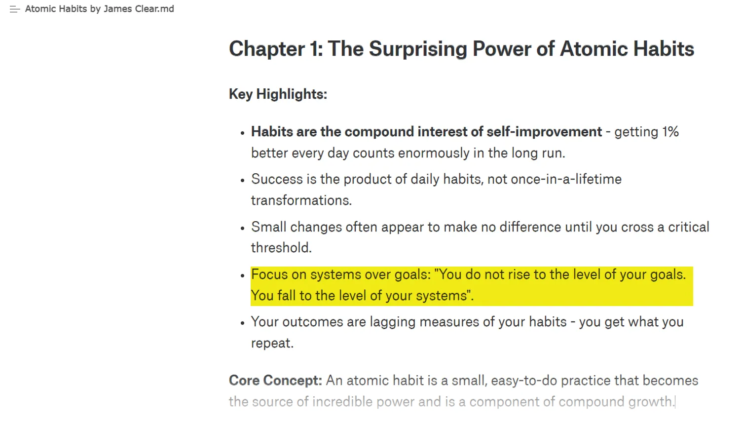 Ghi chú và các điểm nổi bật từ sách Atomic Habits