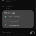 Giao diện cài đặt Android để giới hạn sử dụng dữ liệu cho mạng Wi-Fi đã kết nối