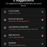 Giao diện cài đặt "Bảo mật và quyền riêng tư" trên điện thoại Samsung Galaxy.