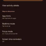 Giao diện cài đặt chế độ Tập trung (Focus Mode) trên Android