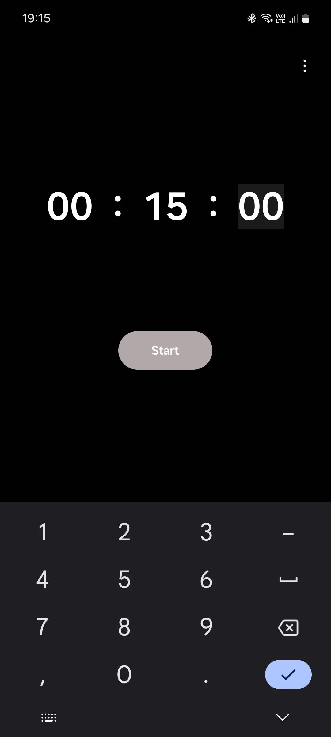 Giao diện cài đặt hẹn giờ của ứng dụng Samsung Clock.