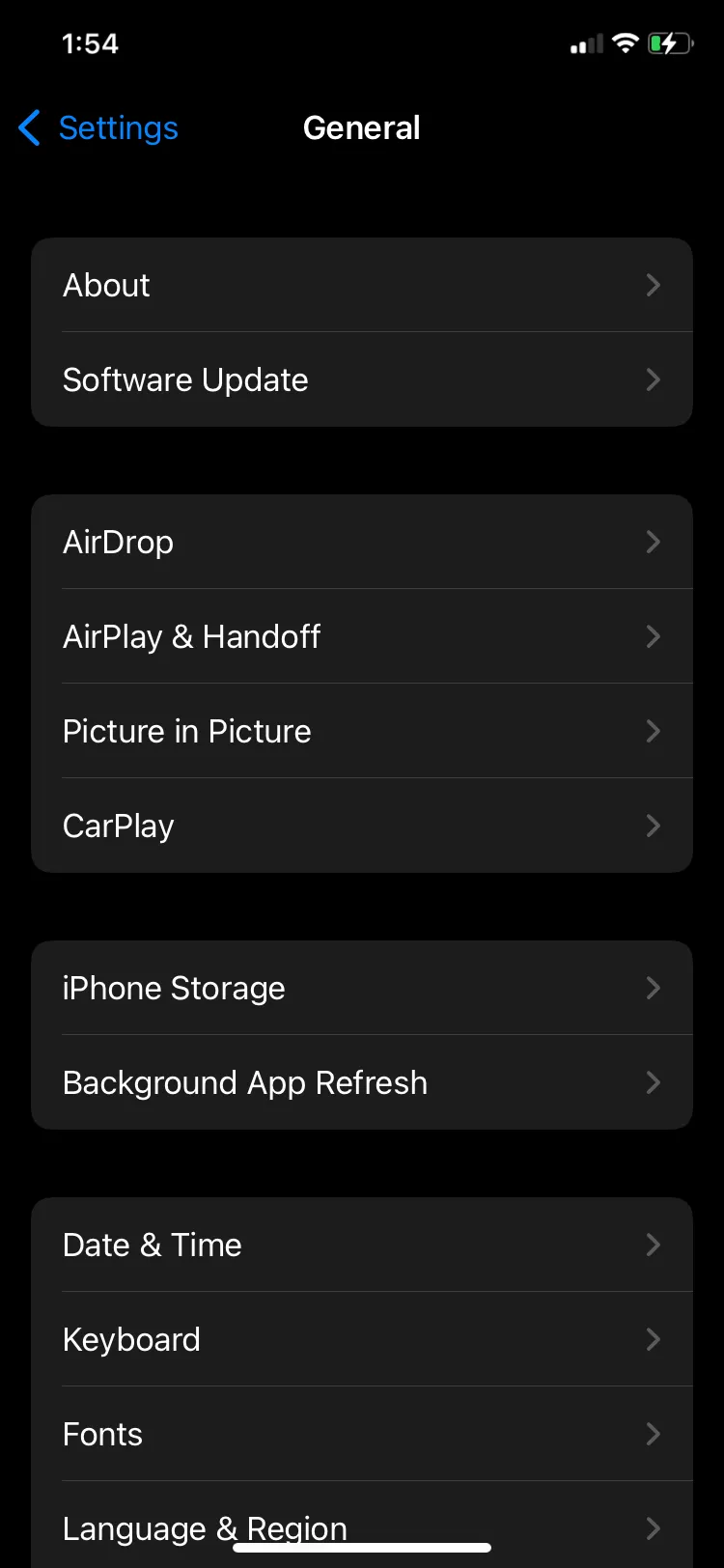 Giao diện cài đặt Làm mới ứng dụng trong nền trên iPhone