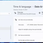 Giao diện cài đặt ngày giờ trên ứng dụng Settings của Windows 11