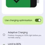 Giao diện cài đặt tối ưu sạc pin trên Google Pixel với tùy chọn 'Giới hạn ở 80%' được kích hoạt