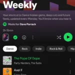 Giao diện cập nhật của Spotify Discover Weekly với các tùy chọn thể loại nhạc