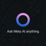 Giao diện chat trống của WhatsApp với nút Meta AI hiện rõ, thể hiện sự thay đổi về thiết kế.