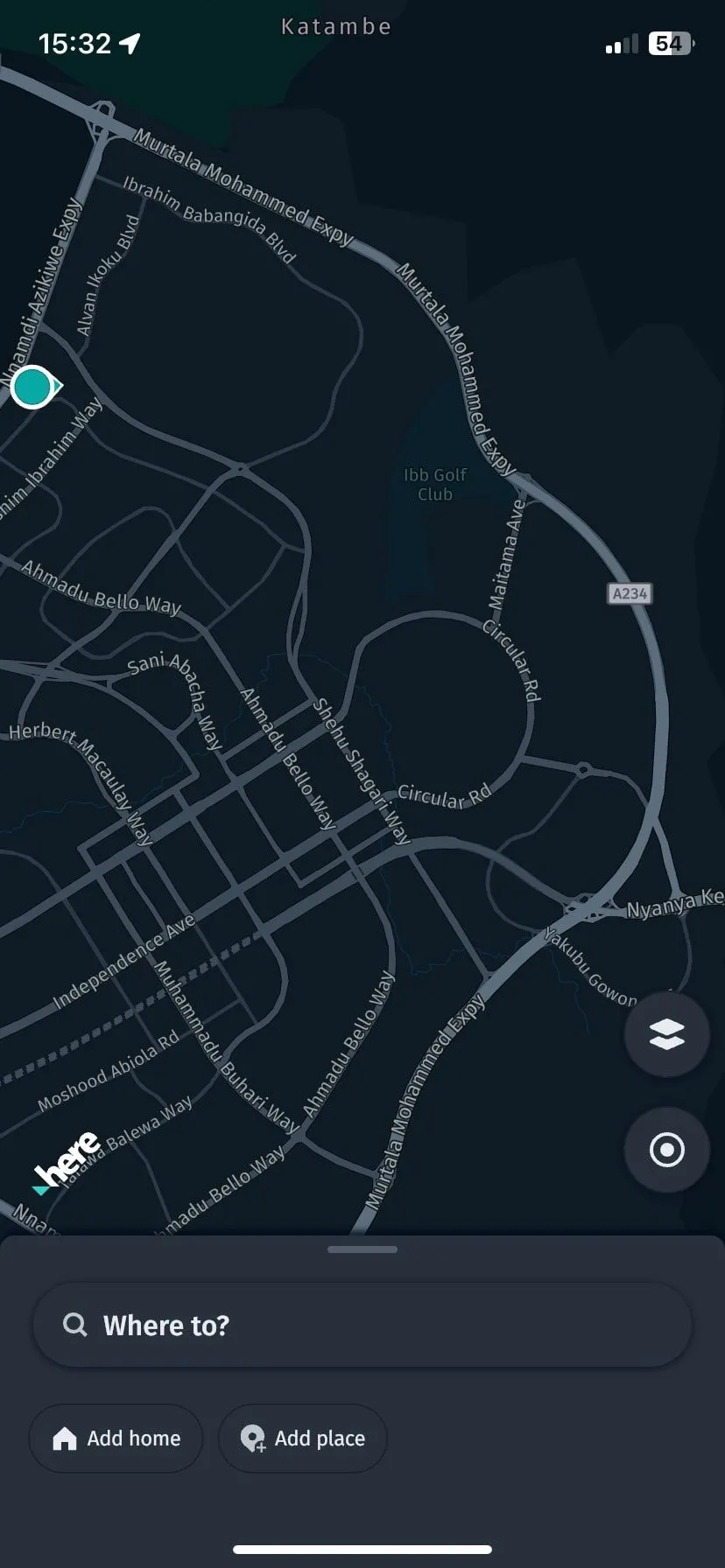 Giao diện chính bản đồ HERE WeGo