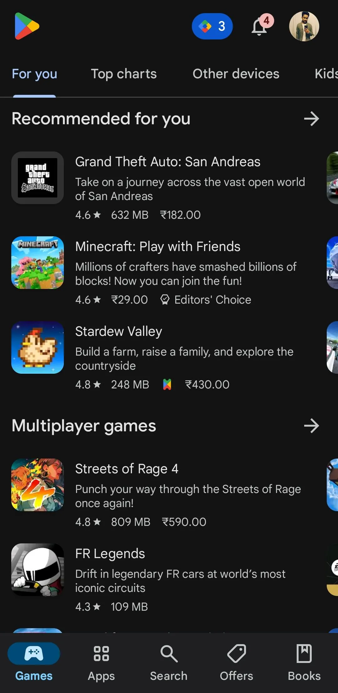 Giao diện chính của Google Play Store trên điện thoại Android, nơi người dùng khám phá và tải ứng dụng mới.