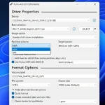 Giao diện chính của Rufus hiển thị các tùy chọn tạo USB cài đặt Windows 11, bao gồm lựa chọn file ISO và sơ đồ phân vùng MBR/GPT.
