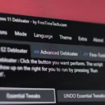 Giao diện chính của Windows 11 Debloater với các tùy chọn gỡ bỏ và tinh chỉnh hệ thống.