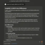Giao diện Claude AI hiển thị phản hồi chi tiết về GraphQL và REST, với kiểu giải thích được lựa chọn