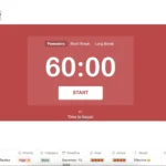 Giao diện công cụ theo dõi Pomodoro trên Notion với thời gian làm việc 60 phút