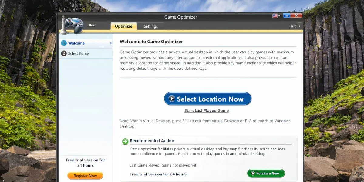 Giao diện Game Optimizer trong Advanced System Optimizer trên Windows 11