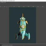 Giao diện GIMP đang mở và hiển thị file PSD mẫu