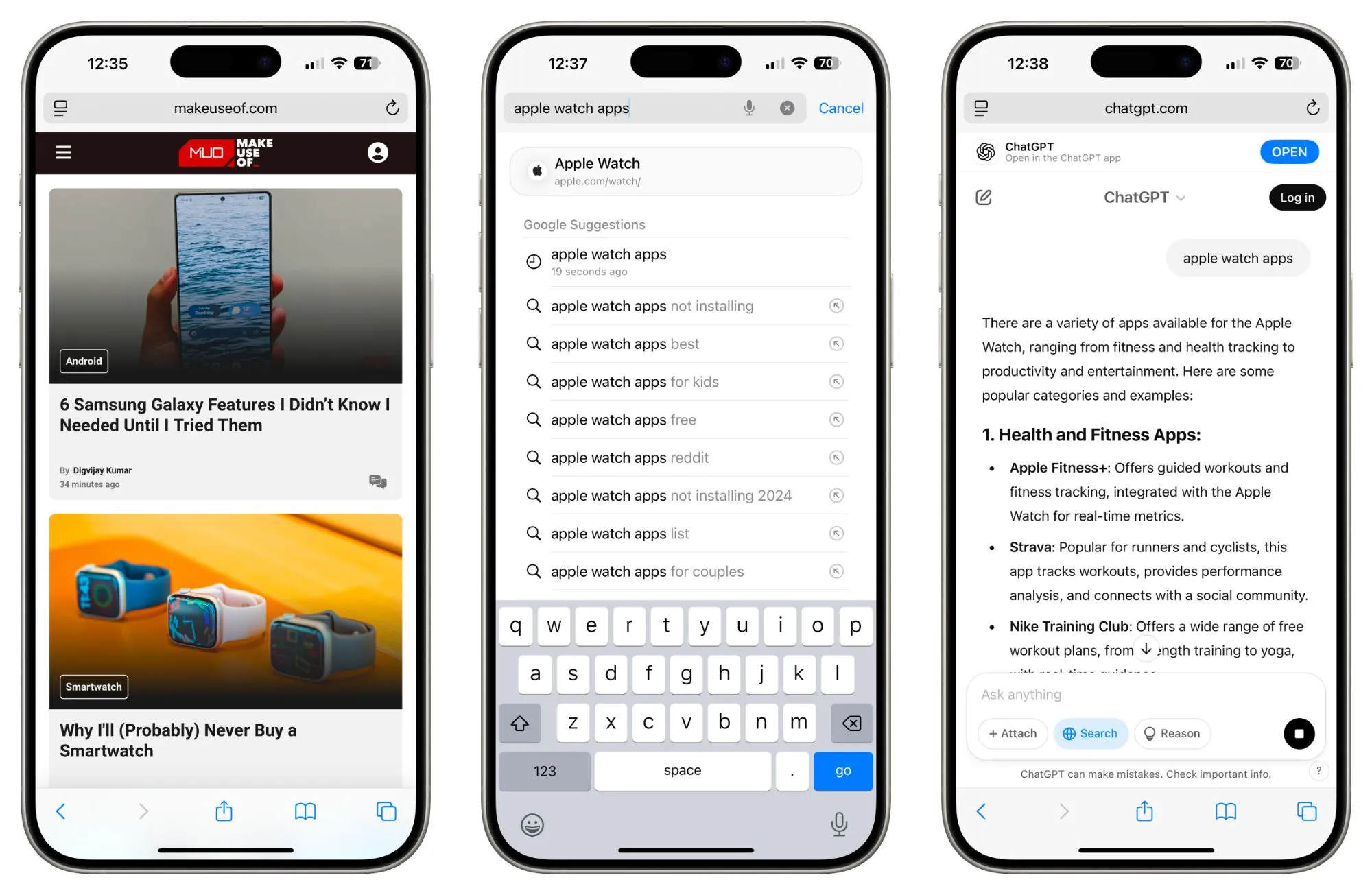Giao diện hiển thị kết quả tìm kiếm từ ChatGPT trên trình duyệt Safari iPhone