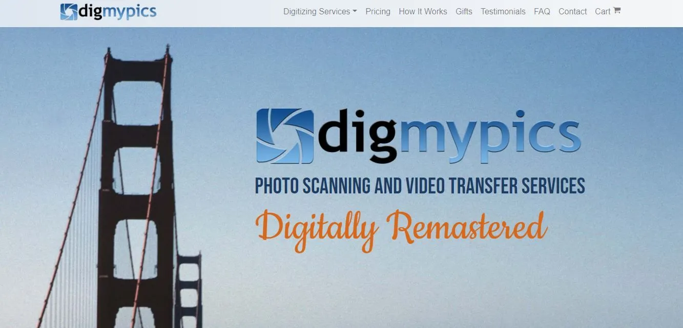 Giao diện hoặc logo của dịch vụ số hóa ảnh chuyên nghiệp DigMyPics