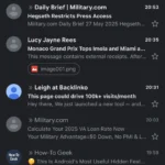 Giao diện hộp thư Gmail trên iPhone hiển thị các email được sắp xếp rõ ràng, minh họa trải nghiệm người dùng tốt hơn so với Apple Mail.