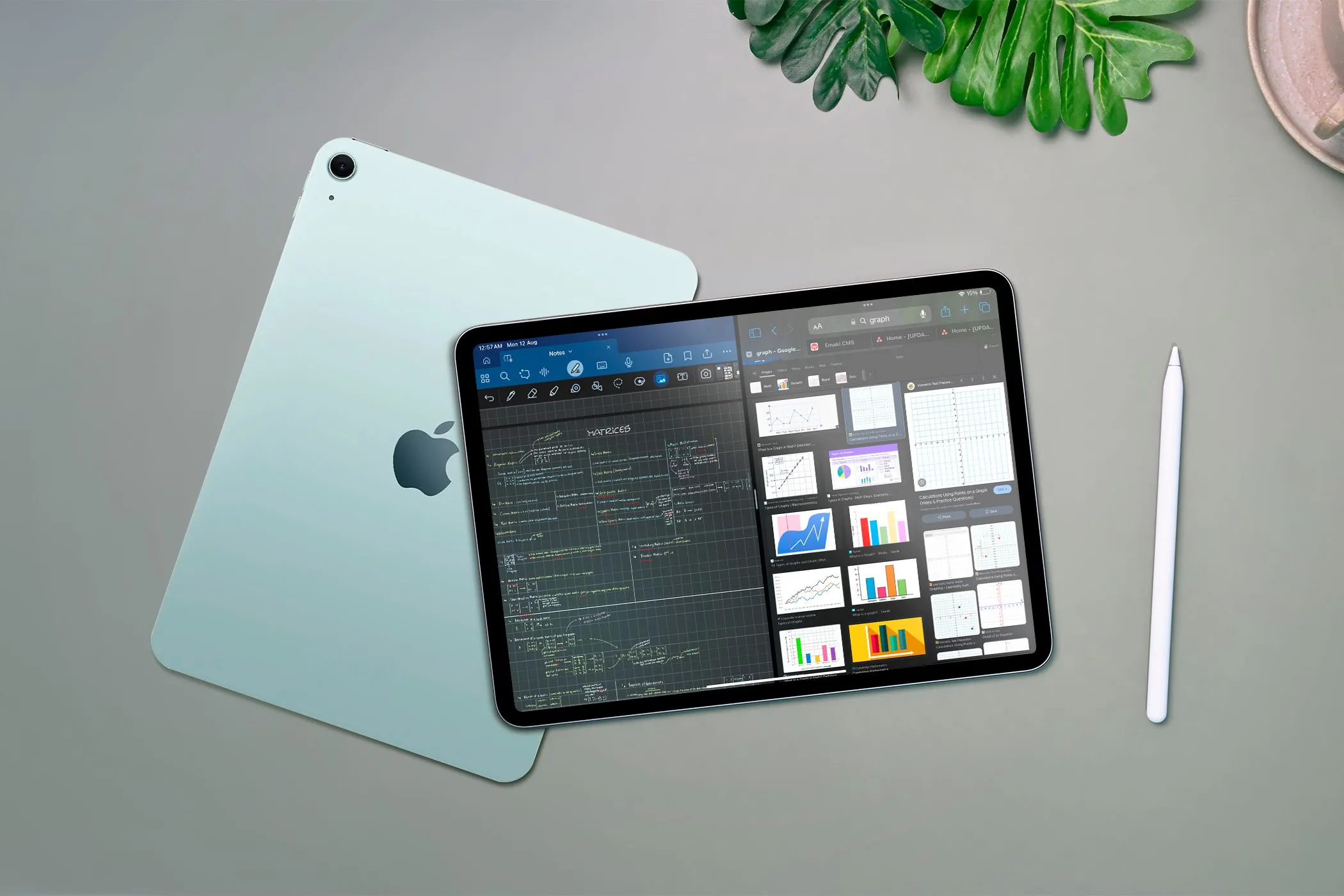 Giao diện iPad với hai ứng dụng chia đôi màn hình, thể hiện khả năng đa nhiệm nhưng vẫn còn những hạn chế so với laptop