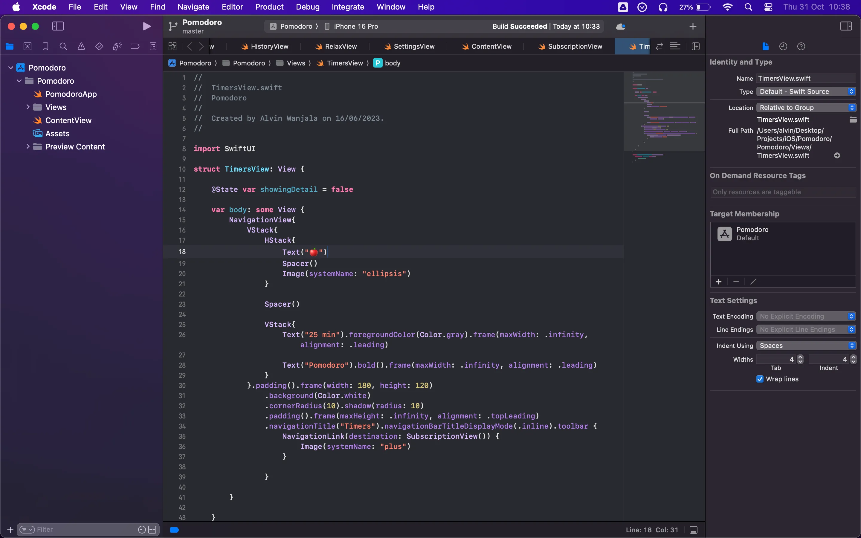 Giao diện lập trình tích hợp Xcode trên máy Mac