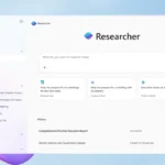 Giao diện Microsoft 365 Copilot Researcher hiển thị khả năng nghiên cứu và tóm tắt thông tin.