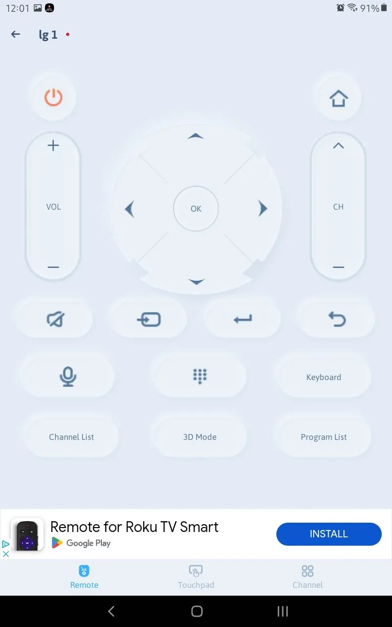 Giao diện người dùng của ứng dụng Vsray Technology Universal TV Remote Control