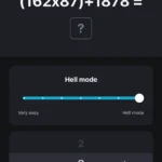 Giao diện nhiệm vụ Toán học khó "Hell Mode" của ứng dụng báo thức Alarmy