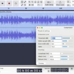 Giao diện phần mềm Audacity với plugin nén âm thanh được chọn, hiển thị khả năng tùy chỉnh và mở rộng tính năng.