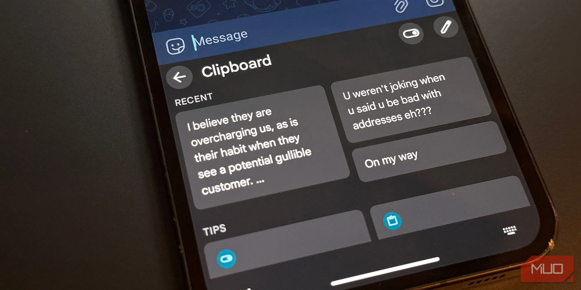 Giao diện quản lý bảng tạm (clipboard manager) tích hợp sẵn trên Android 15