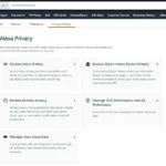 Giao diện quản lý cài đặt quyền riêng tư Alexa trên Amazon