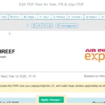 Giao diện Sejda PDF Editor hiển thị quá trình chỉnh sửa tài liệu PDF trực tuyến, minh họa các công cụ và thao tác.