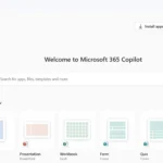 Giao diện tab chính của ứng dụng Microsoft 365 Copilot trên máy tính, minh họa cách trợ lý AI này tích hợp vào bộ Office.