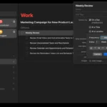 Giao diện tác vụ đánh giá hàng tuần trong ứng dụng Nhắc nhở (Reminders) của Apple, minh họa cách tổ chức công việc hiệu quả.