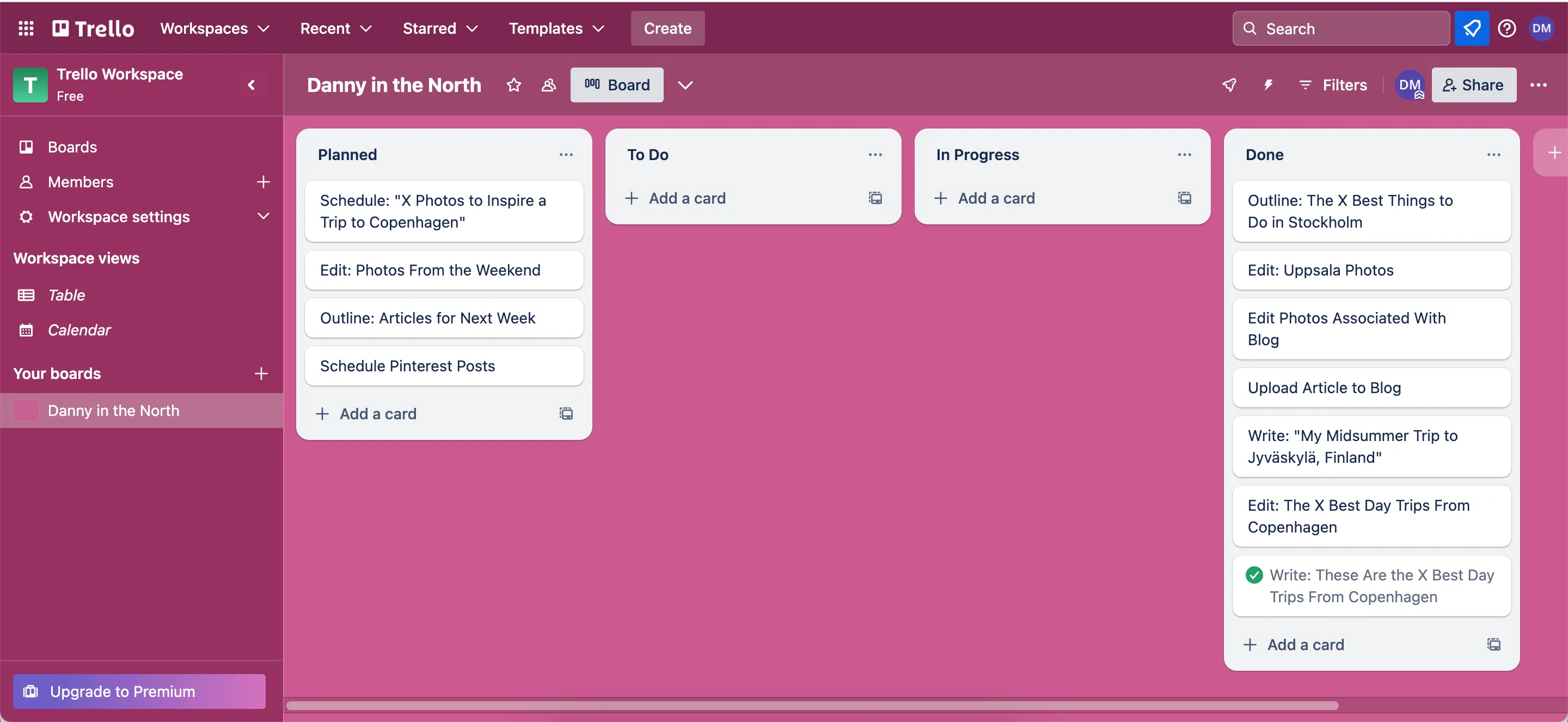 Giao diện tạo bảng và quản lý dự án trên ứng dụng Trello