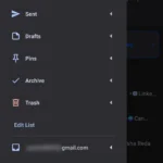 Giao diện thanh bên ứng dụng Spark Mail trên Android