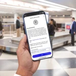 Giao diện tích hợp AirTag trong ứng dụng United Airlines, hiển thị vị trí hành lý trên bản đồ