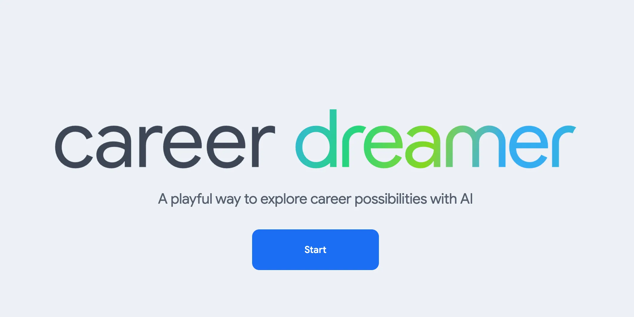 Giao diện trang chủ Google Career Dreamer với thiết kế thân thiện, đầy màu sắc