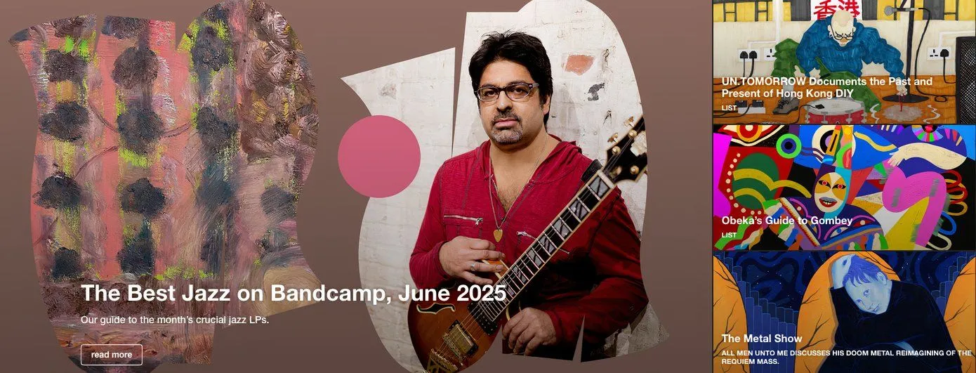 Giao diện trang web Bandcamp, một nền tảng hỗ trợ nghệ sĩ độc lập