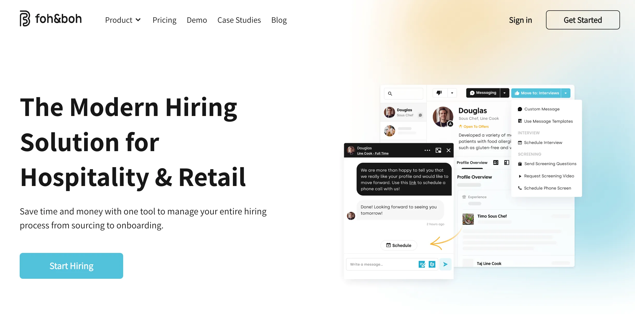 Giao diện trang web nền tảng tuyển dụng Foh&Boh