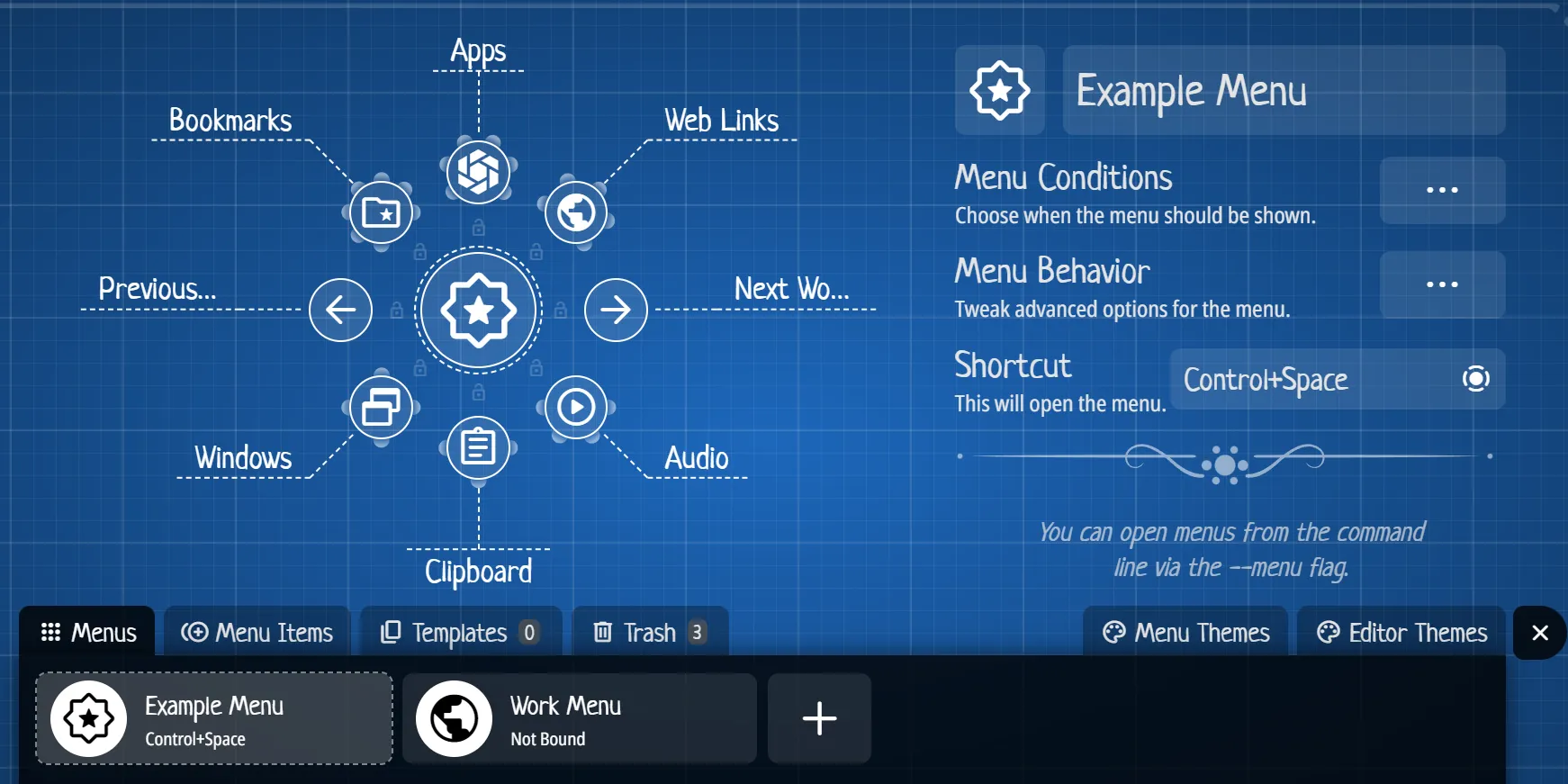 Giao diện trình chỉnh sửa menu Kando giúp tùy biến cài đặt trên Windows 11