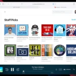 Giao diện trình phát web Pocket Casts với các tùy chọn điều khiển và thư viện podcast