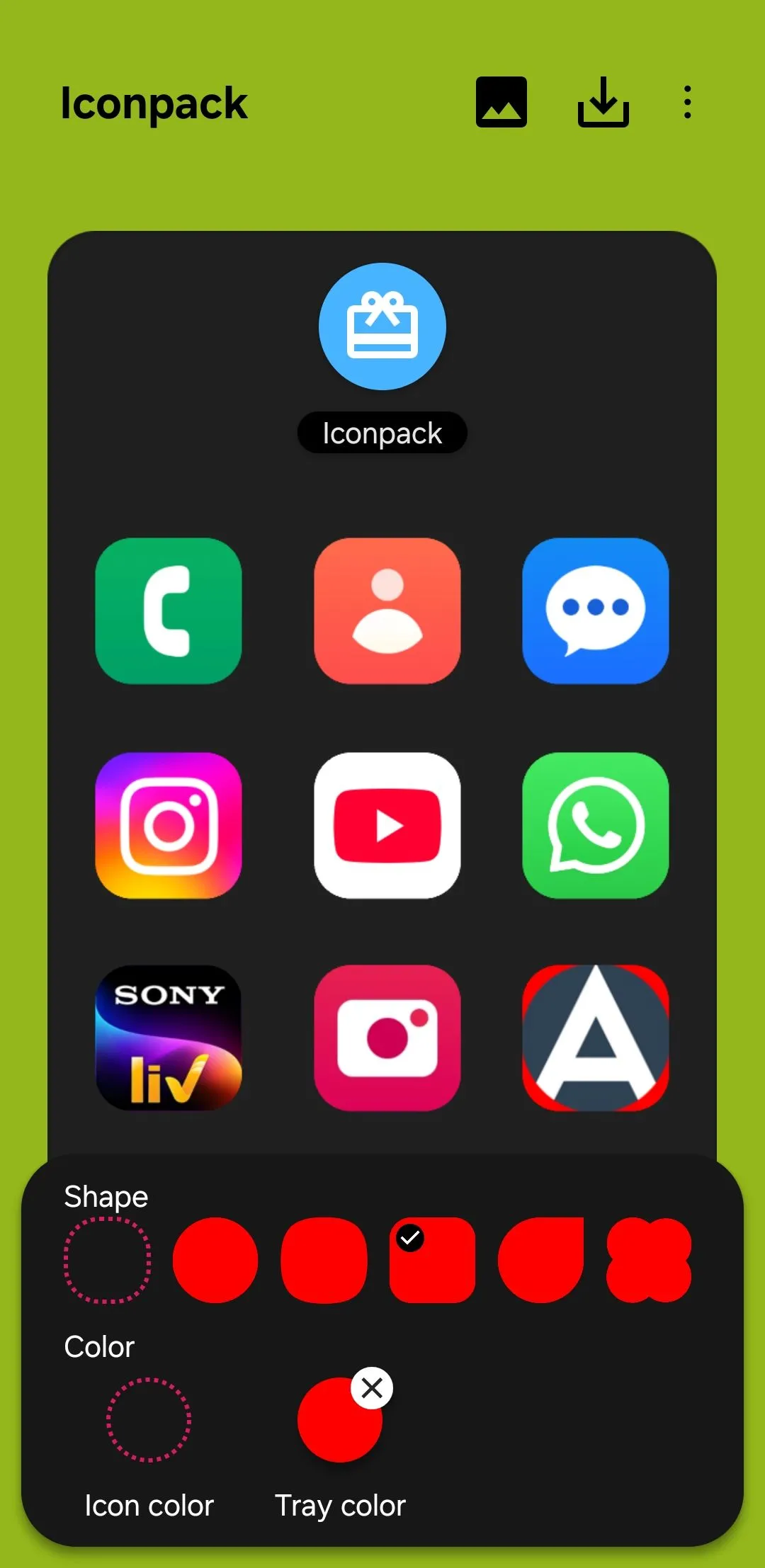 Giao diện tùy chỉnh hình dạng biểu tượng ứng dụng trong module Theme Park của Good Lock trên điện thoại Samsung.