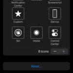 Giao diện tùy chỉnh menu cấp cao nhất của AssistiveTouch trên iPhone, hiển thị cách thêm chức năng Chụp ảnh màn hình